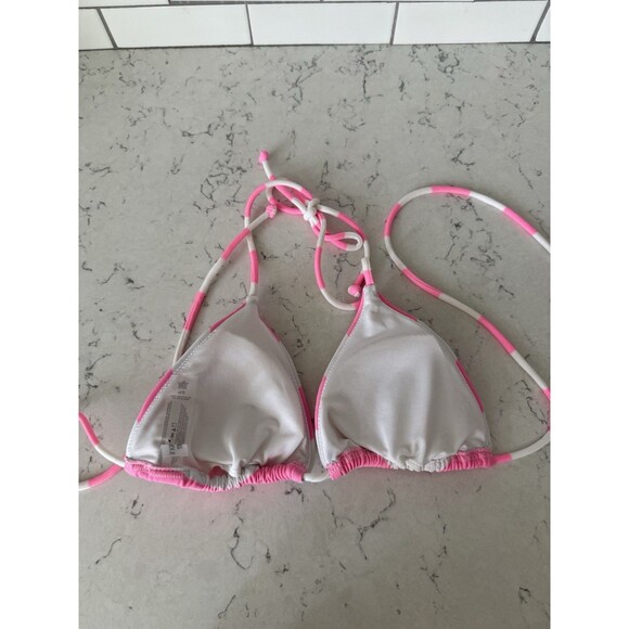 Victoria's Secret pink and white striped sequin triangle bikini top - Picture 3 of 5